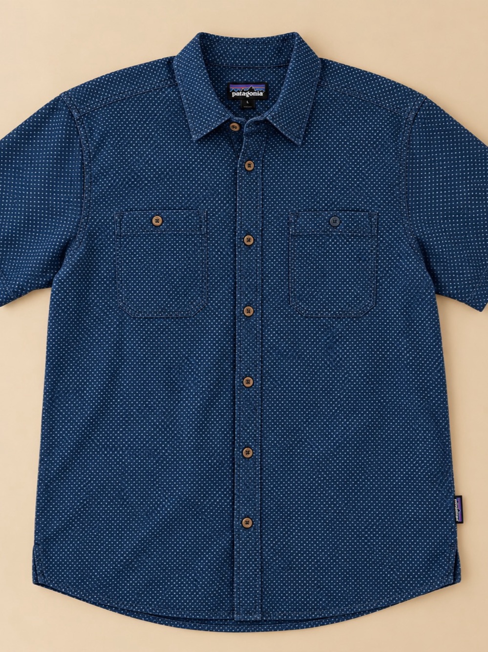 Patagonia Back Step Shirt Men’s M Navy Hemp Organic Cotton